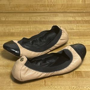 Tory Burch Jolie Leather Ballet Flats Nude Size 6M